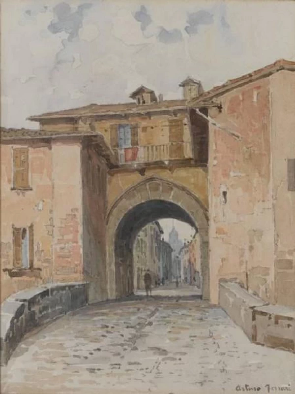 La Pusterla dei Fabbri aiutato da uno schizzo di G. Moretti, 1890 - 1910, Civiche Raccolte Storiche. Museo di Milano